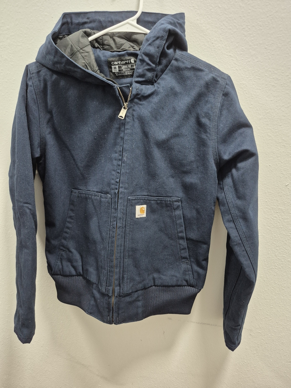 Carhartt Navy Hooded Washed Duck Active Jacket - Women's XS